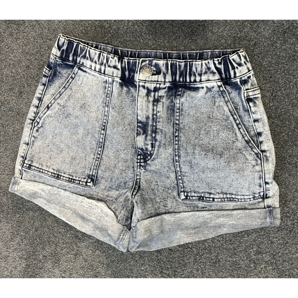 Wild Fable Acid Wash Denim Shorts Size XS - Elastic Waistband Large Pockets